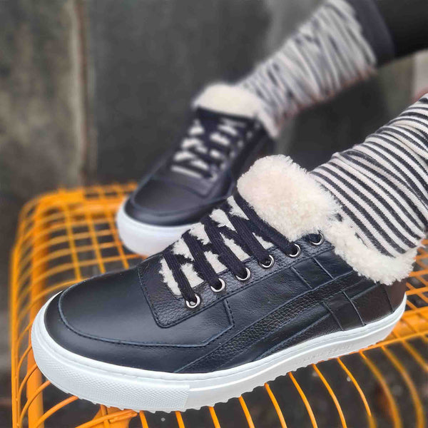 Billie black - Shearling sneakers