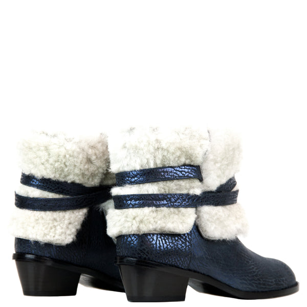 Dina midnight - Blue ankleboots with shearling