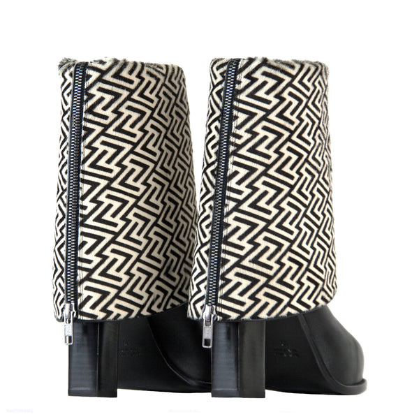 Donatella print - Black and white printed ankleboots