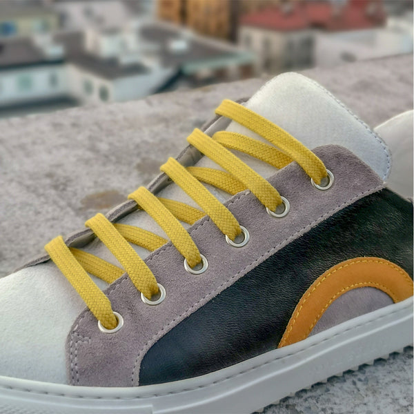 Alex black - Leather sneakers in black and white