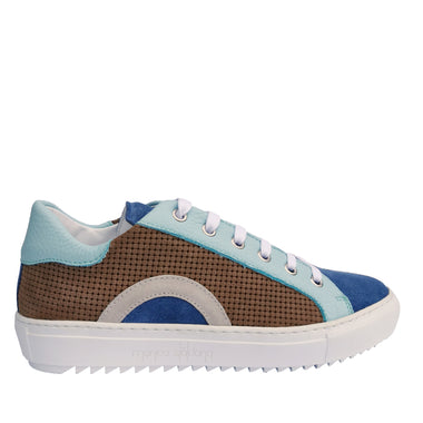 Alex taupe - Blue leather sneakers