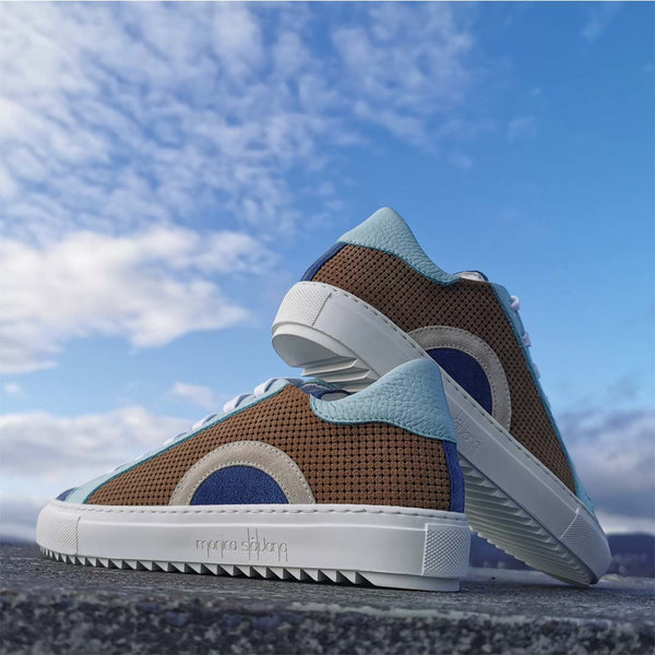 Alex taupe - Blue leather sneakers