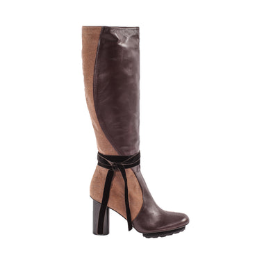 Beatrice brown - Brown and beige leather boots