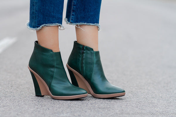 Bettina green - Green wedge booties