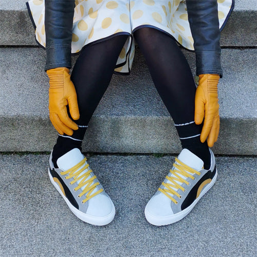 Alex black - Leather sneakers in black and white