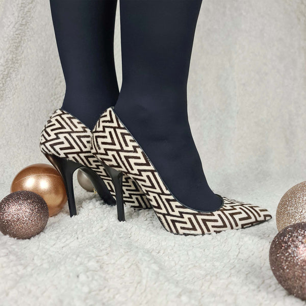 Diana print - Black and white pumps