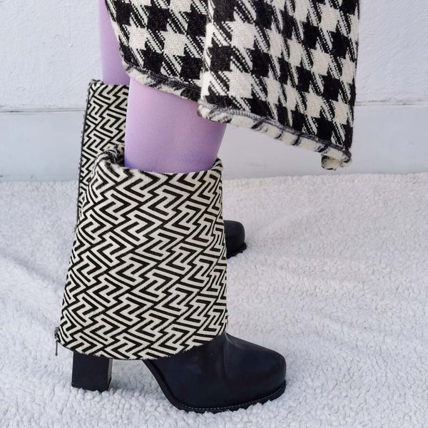 Donatella print - Black and white printed ankleboots