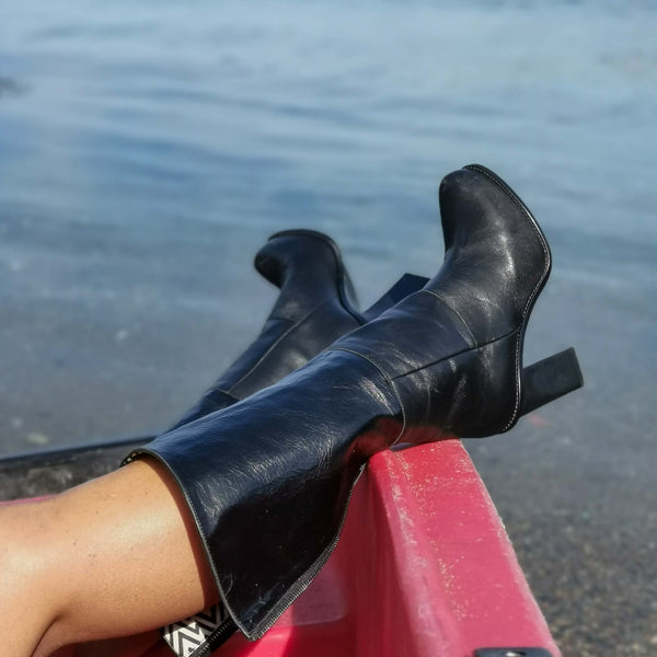 Donatella print - Black and white printed ankleboots