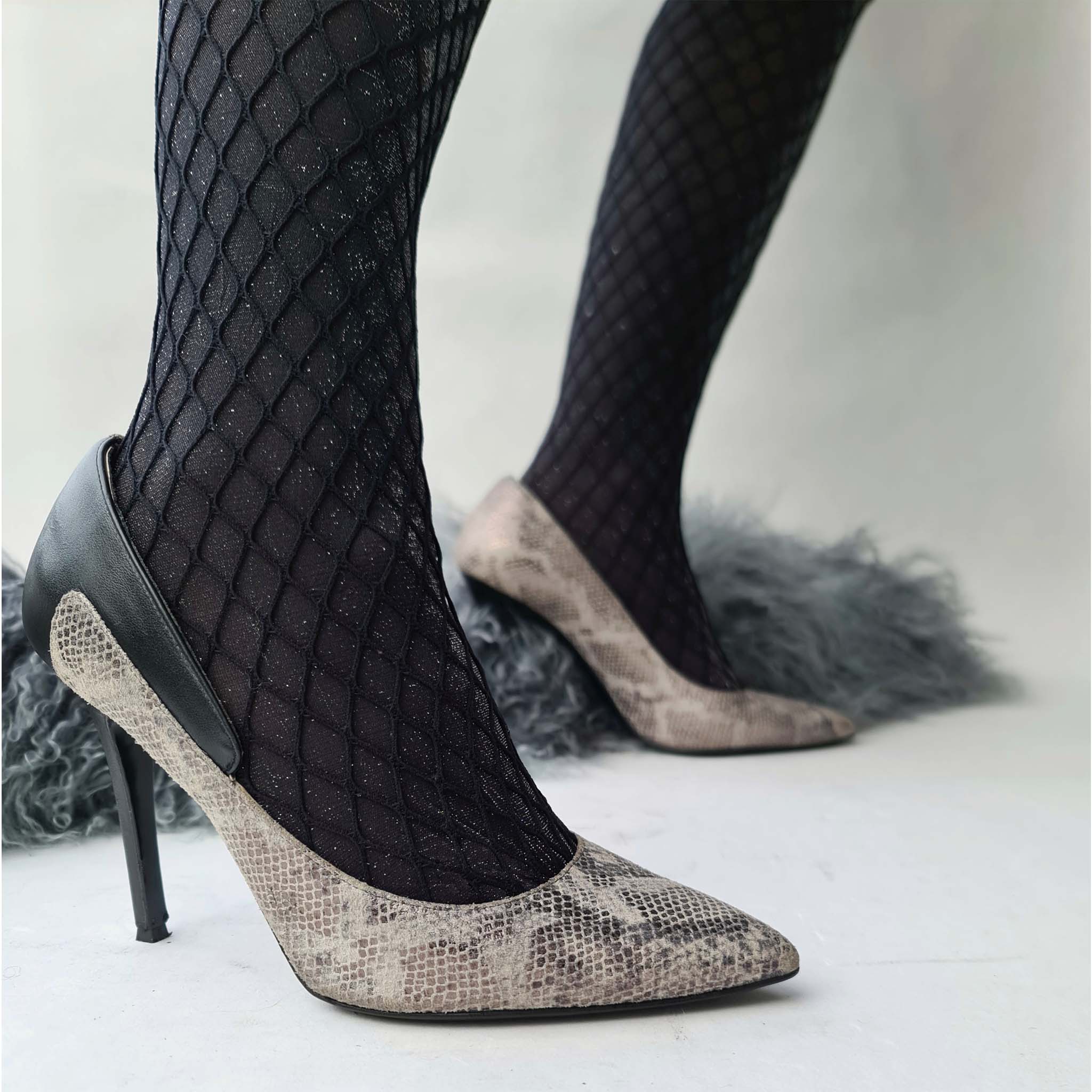 Simmi London Adley platform heeled shoes in grey snake print | ASOS