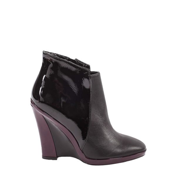 Bettina black - Black wedge booties