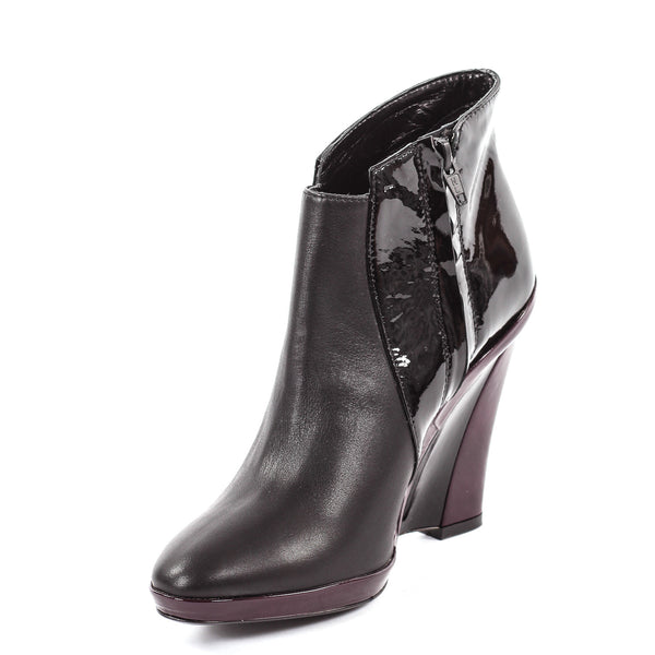 Bettina black - Black wedge booties