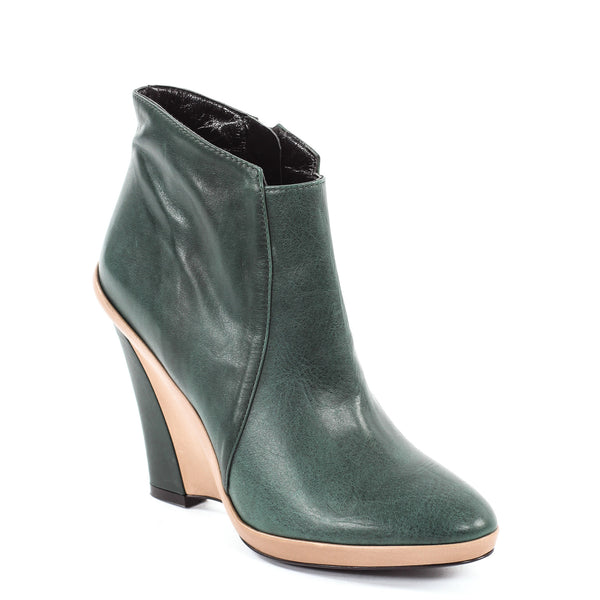 Bettina green - Green wedge booties
