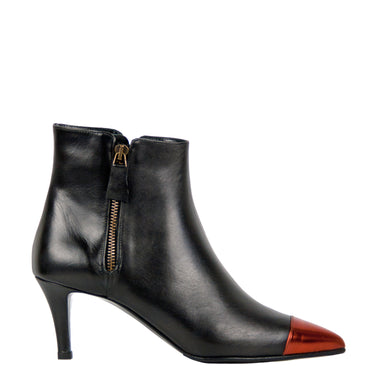 Elena black - Black ankleboots with metallic toe