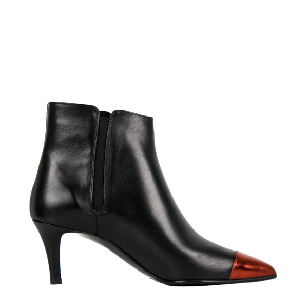 Elena black - Black ankleboots with metallic toe