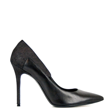 Elsa black - Black leather pumps