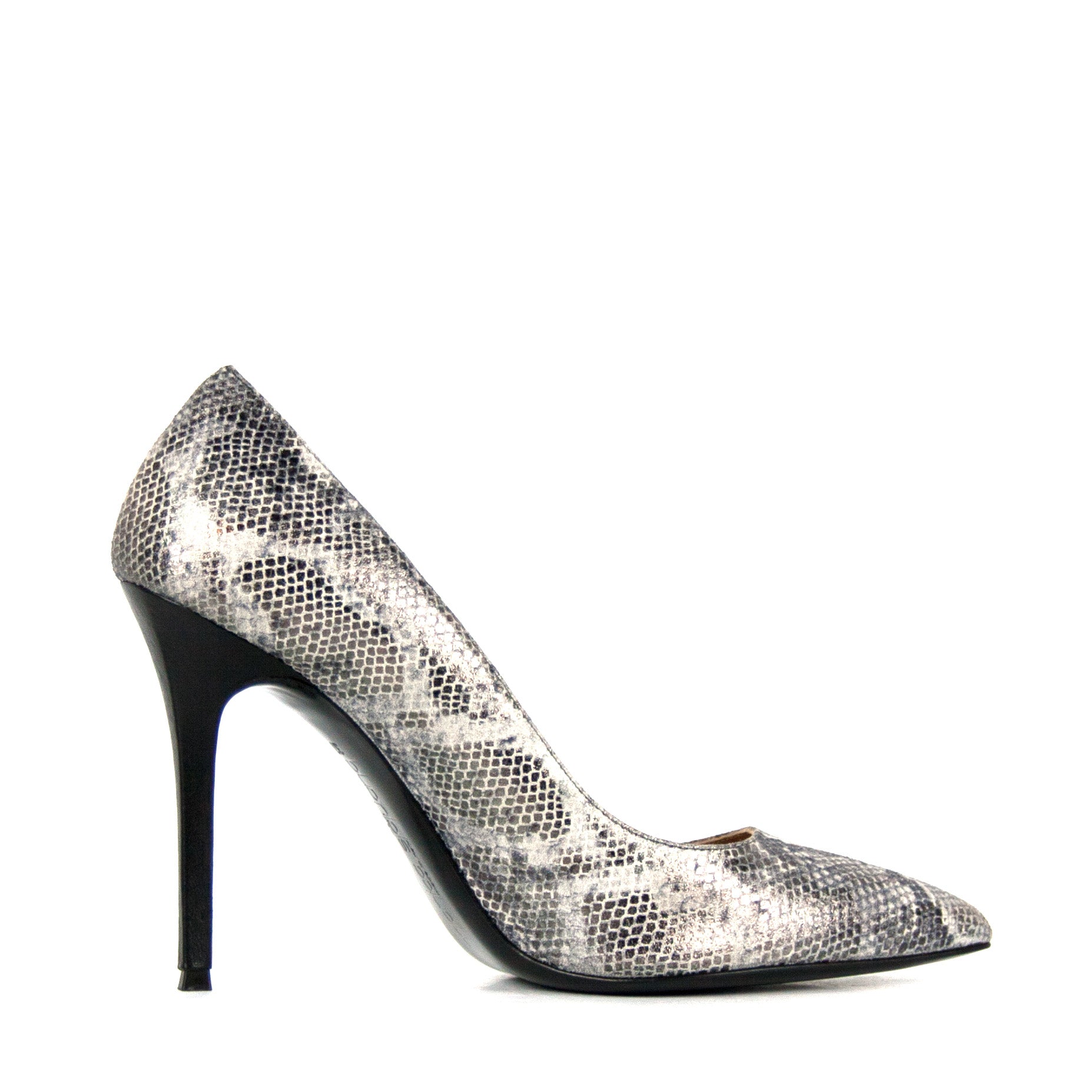 Modest / Simple Grey Office Pumps 2019 Polyester Snakeskin Print 12 cm  Stiletto Heels Pointed Toe Pumps