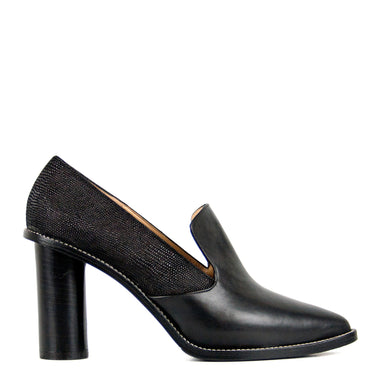 Emilia black - Black heeled loafers