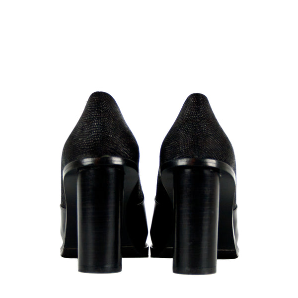 Emilia black - Black heeled loafers