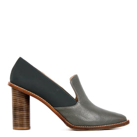 Emilia olive - Heeled loafers in olive grey