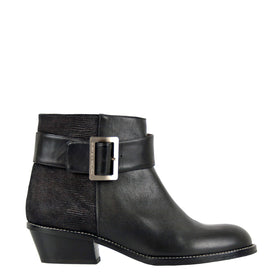 Emma black - Black ankle boots with buckle