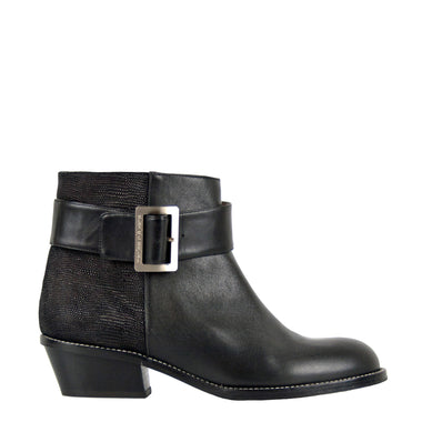 Emma black - Black ankle boots with buckle