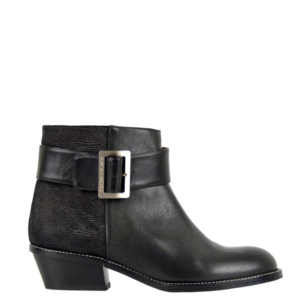 Emma black - Black ankle boots with buckle
