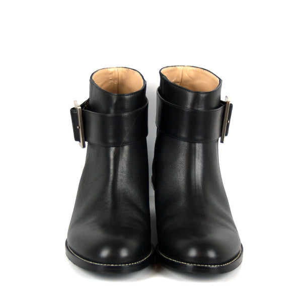 Emma black - Black ankle boots with buckle