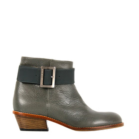 Emma olive - Olive grey ankle boots with buckle