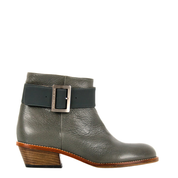 Emma olive - Olive grey ankle boots with buckle