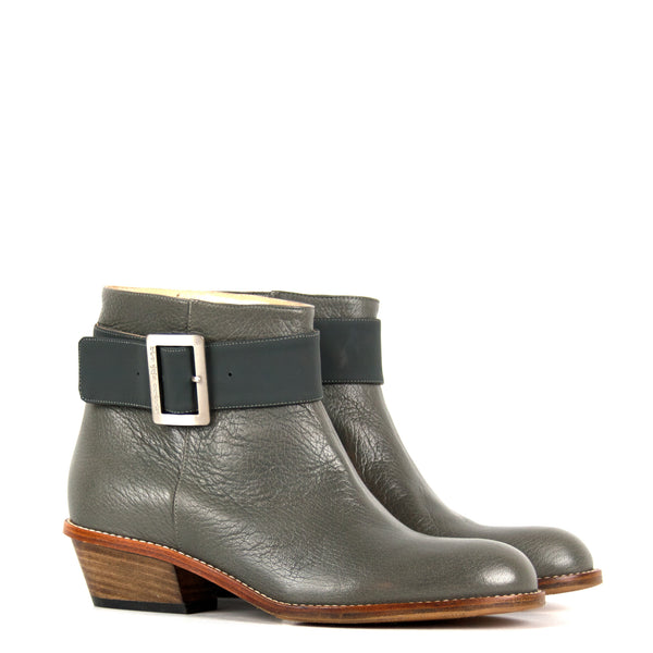 Emma olive - Olive grey ankle boots with buckle