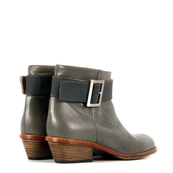 Emma olive - Olive grey ankle boots with buckle