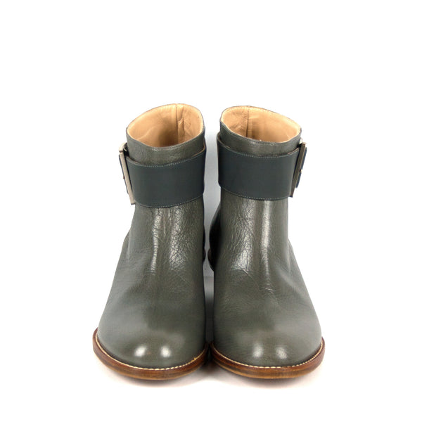 Emma olive - Olive grey ankle boots with buckle