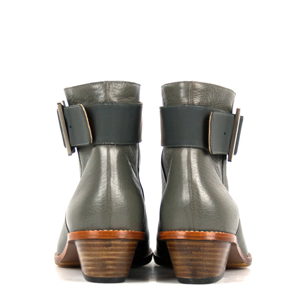 Emma olive - Olive grey ankle boots with buckle