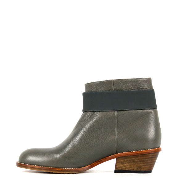 Emma olive - Olive grey ankle boots with buckle